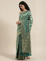 Beautiful Banarasi Greeen Colour Woven Design Saree