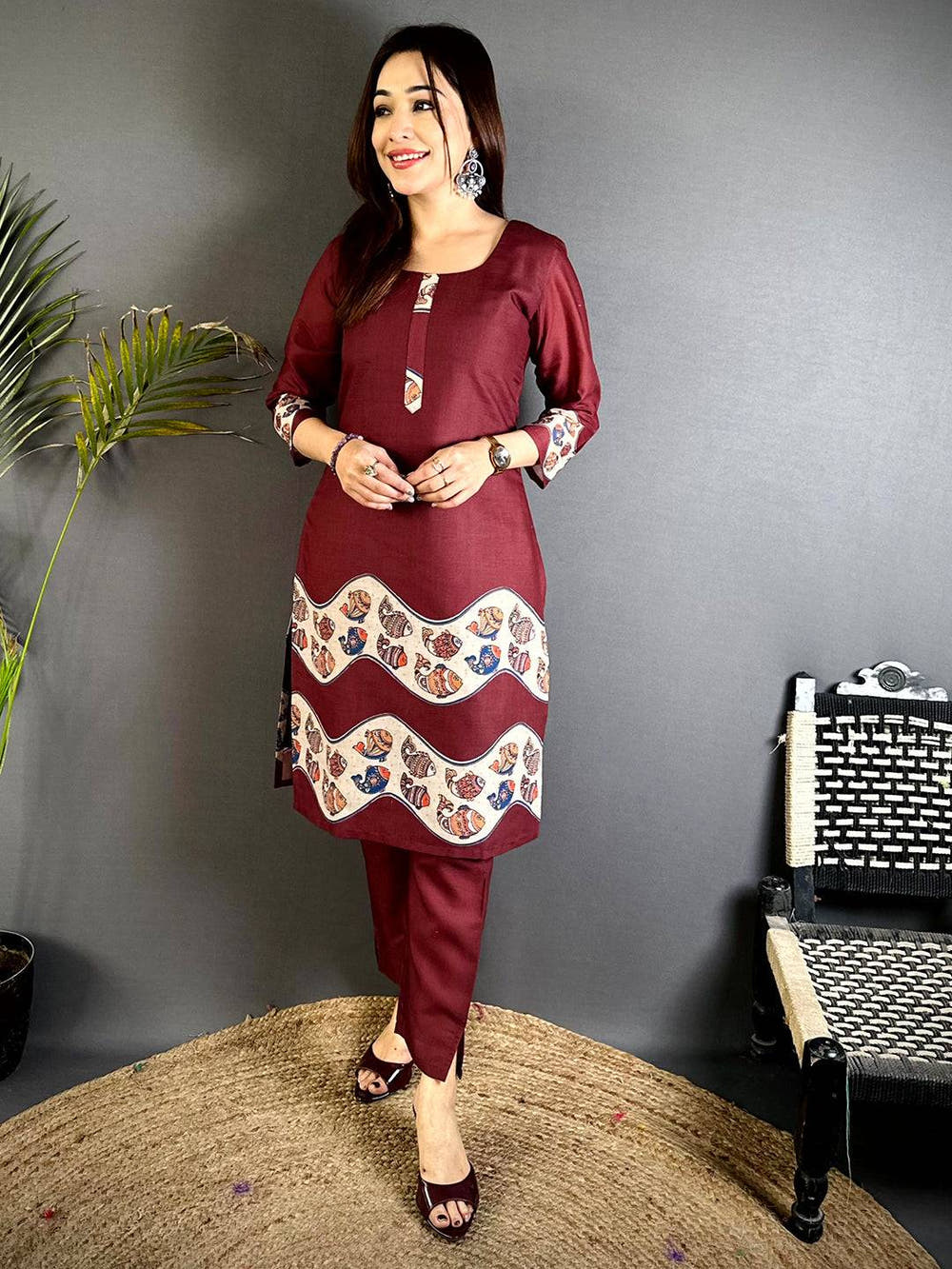 Kalamkari Art Square Neck Kurti