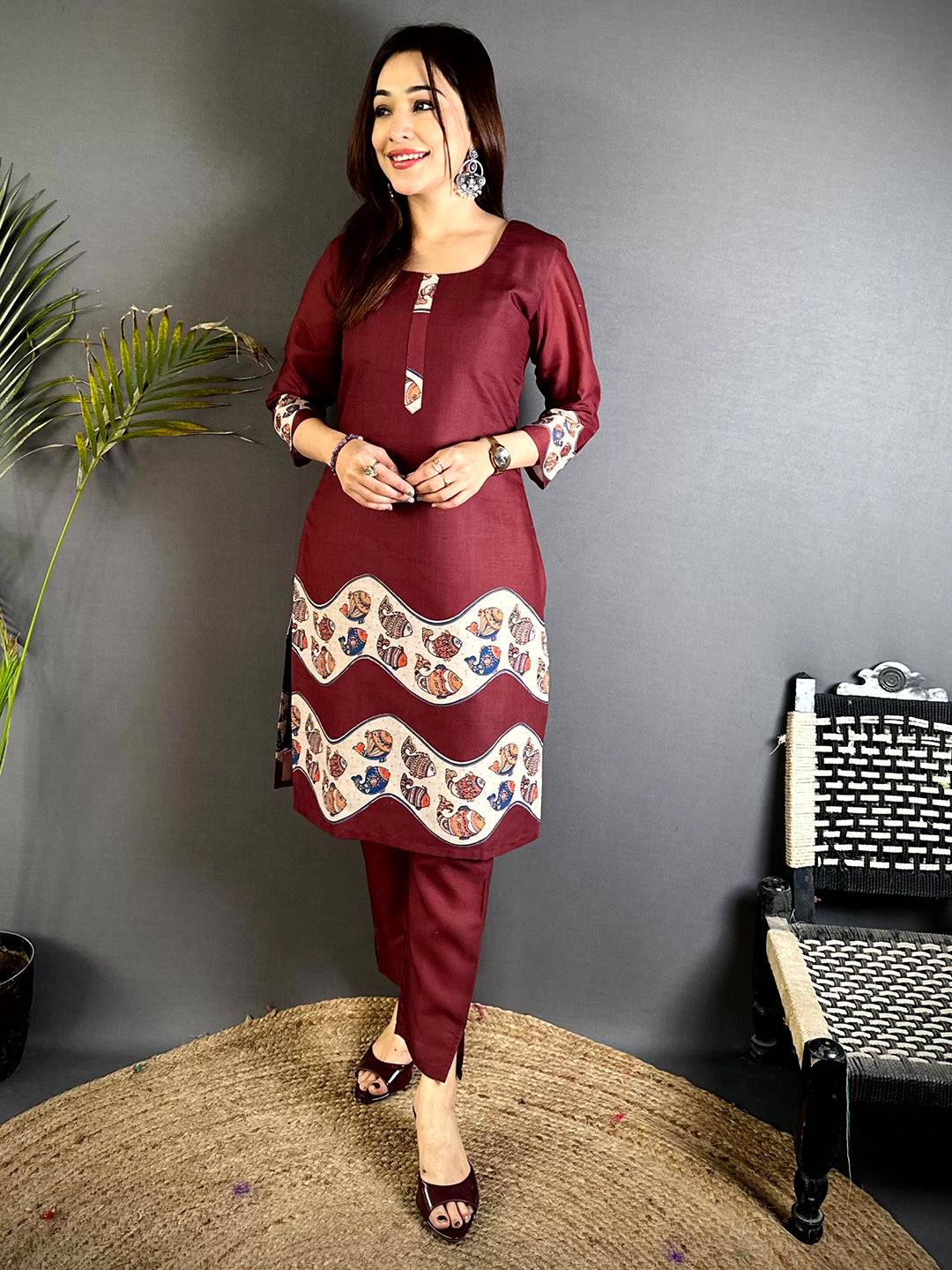 Kalamkari Art Square Neck Kurti