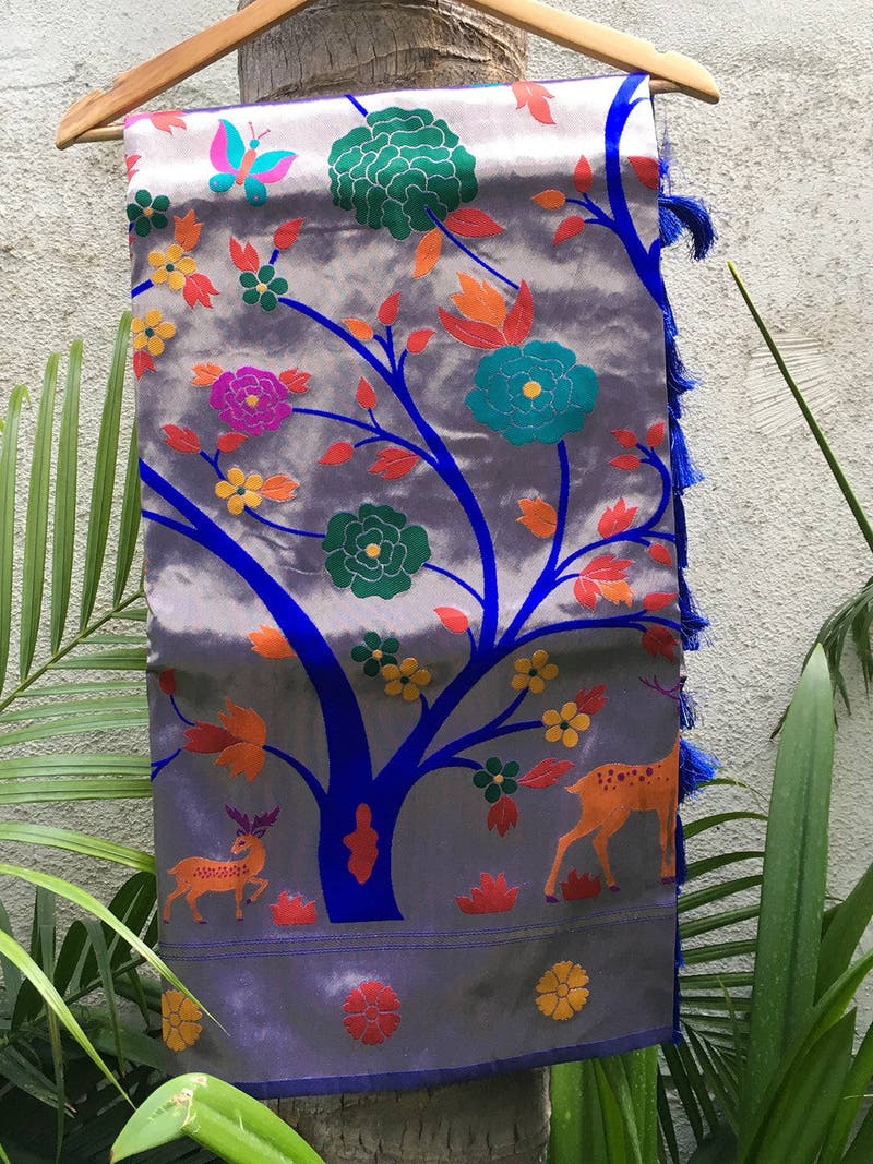 Royal Blue Meenakari Work Paithani Saree