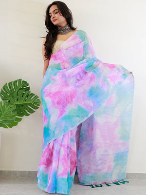 Elevate Your Style with Multy Colored Print Bollywood Design Crash Saree