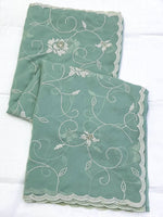 Pista Georgette Sequin Embroidery Saree