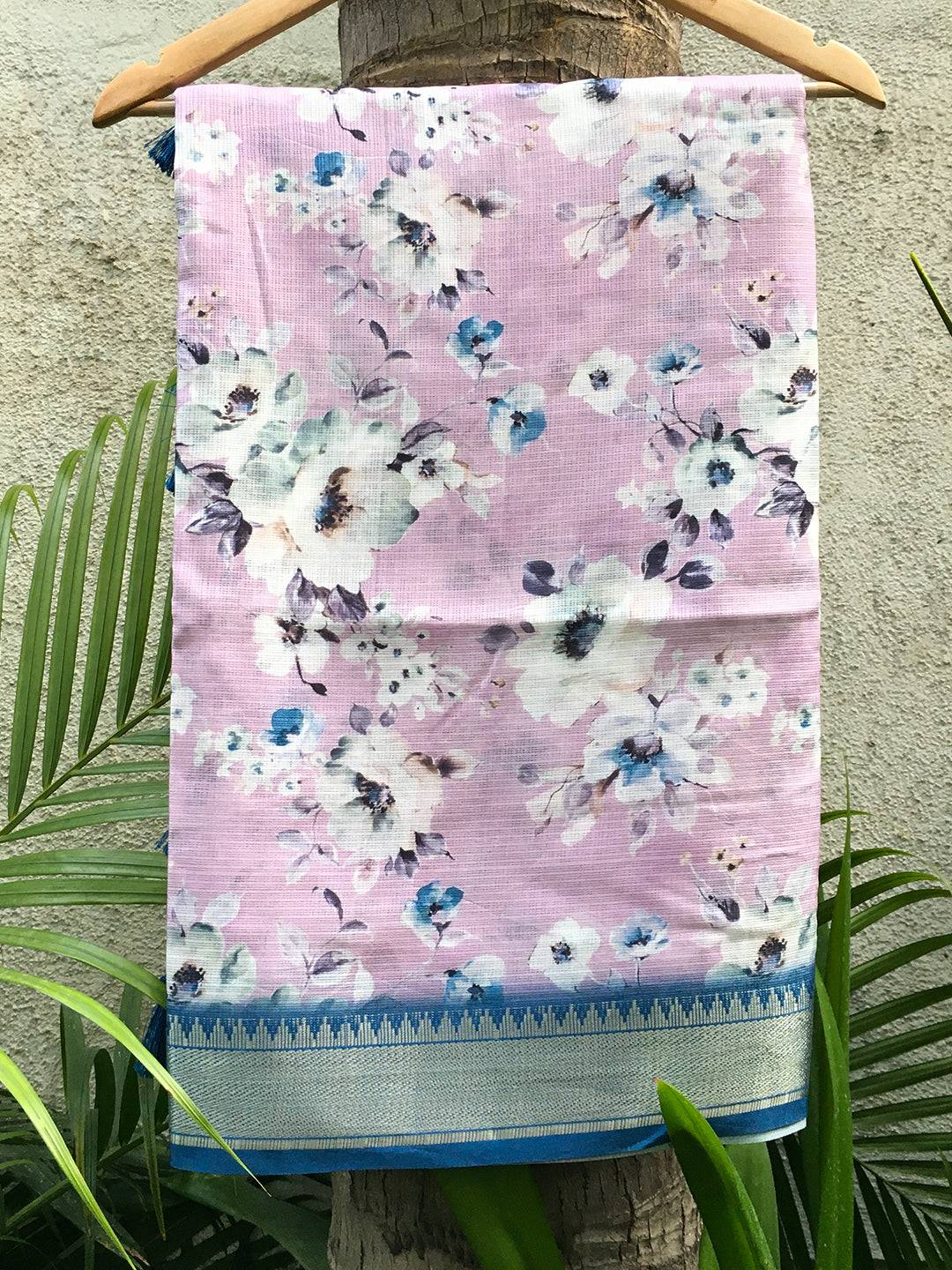 Purple Kota Flower Digital Print Saree