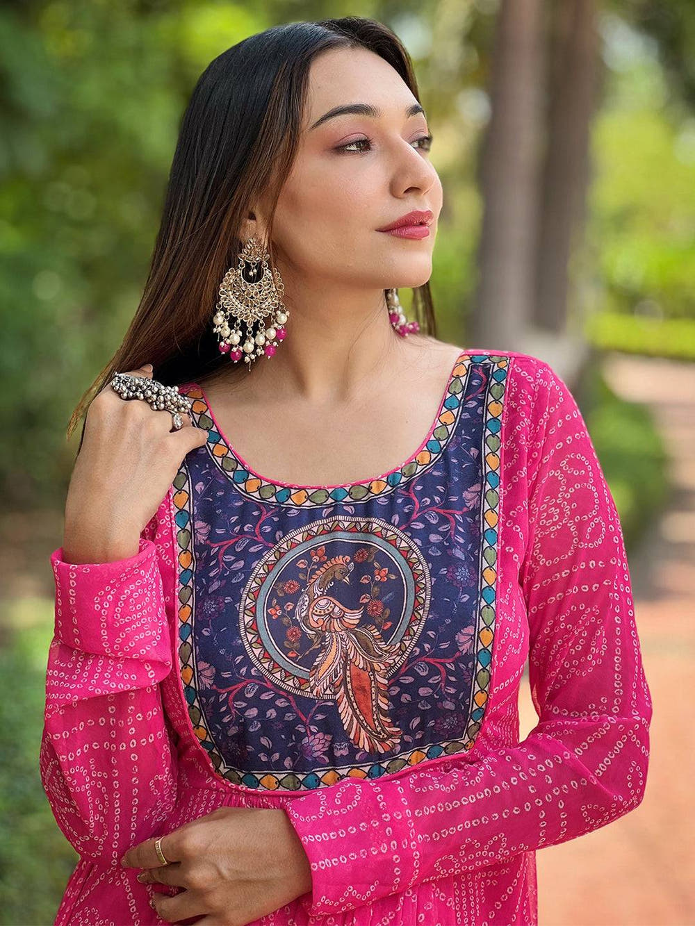 Deep Pink Bandhej Print Dress