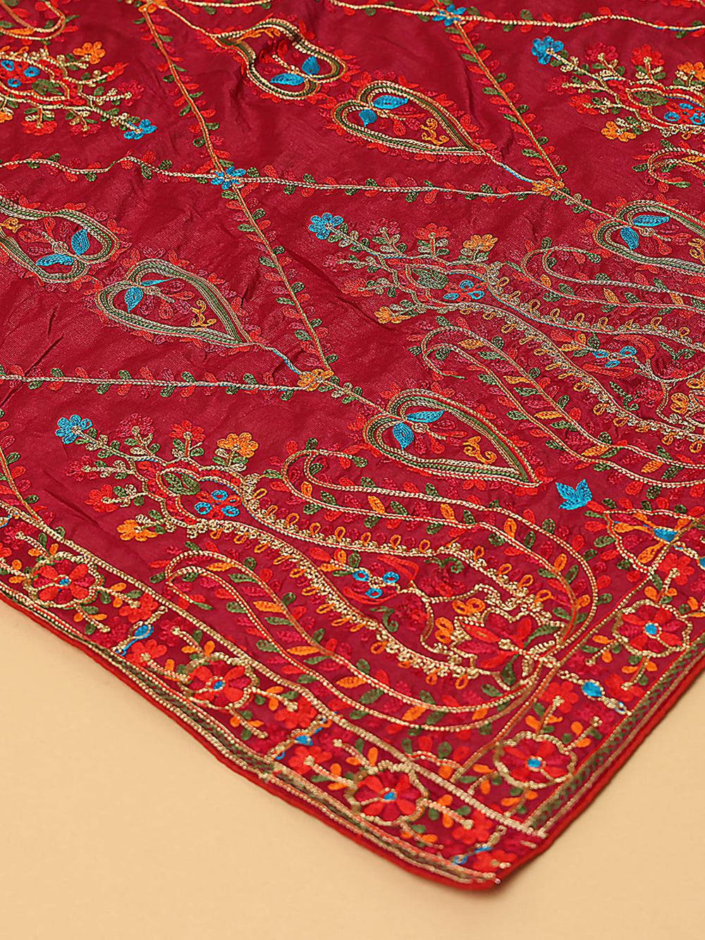 Wine Pink Floral Pashmina Dupatta