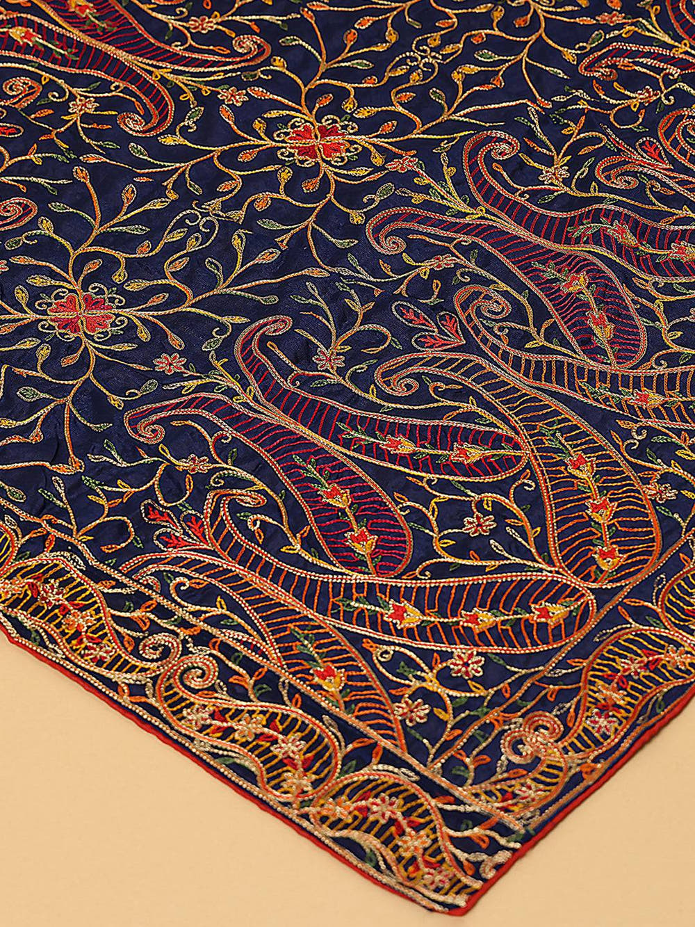Navy Self Tone Paisley Pashmina Dupatta