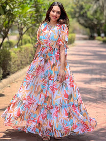 Rainbow Abstract Printed Dress