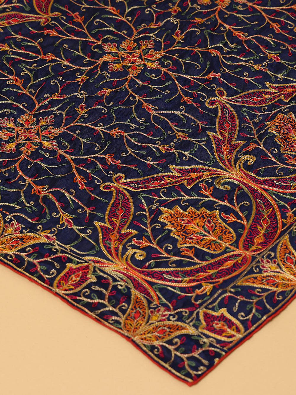 Navy Rust Allover Paisley Pashmina Dupatta