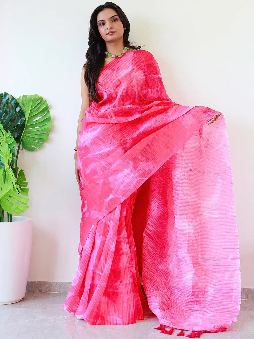 Elevate Your Style with Multy Colored Print Bollywood Design Crash Saree