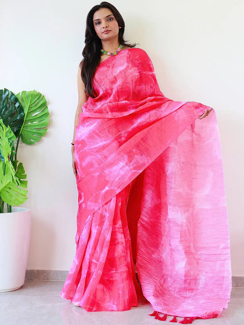 Elevate Your Style with Multy Colored Print Bollywood Design Crash Saree