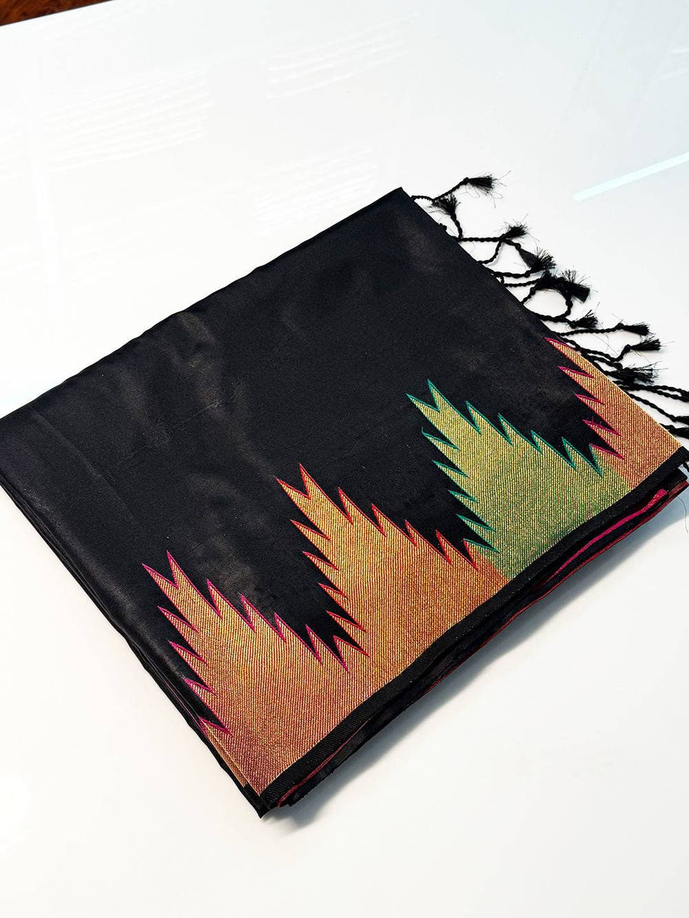 Black Copper Radiance Soft Silk Saree