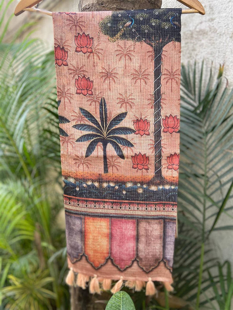 Blue Kota Doriya Silk Saree With Floral Print