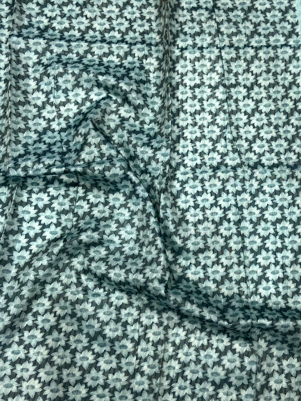 Blue Floral Grace Soft Silk Tissue Saree