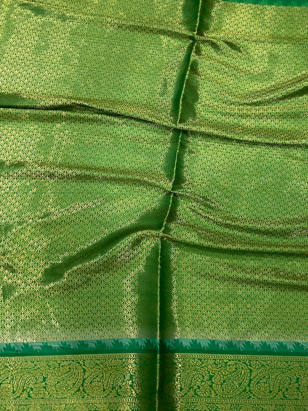 Green Banarasi Silk Lotus Kalamkari Saree