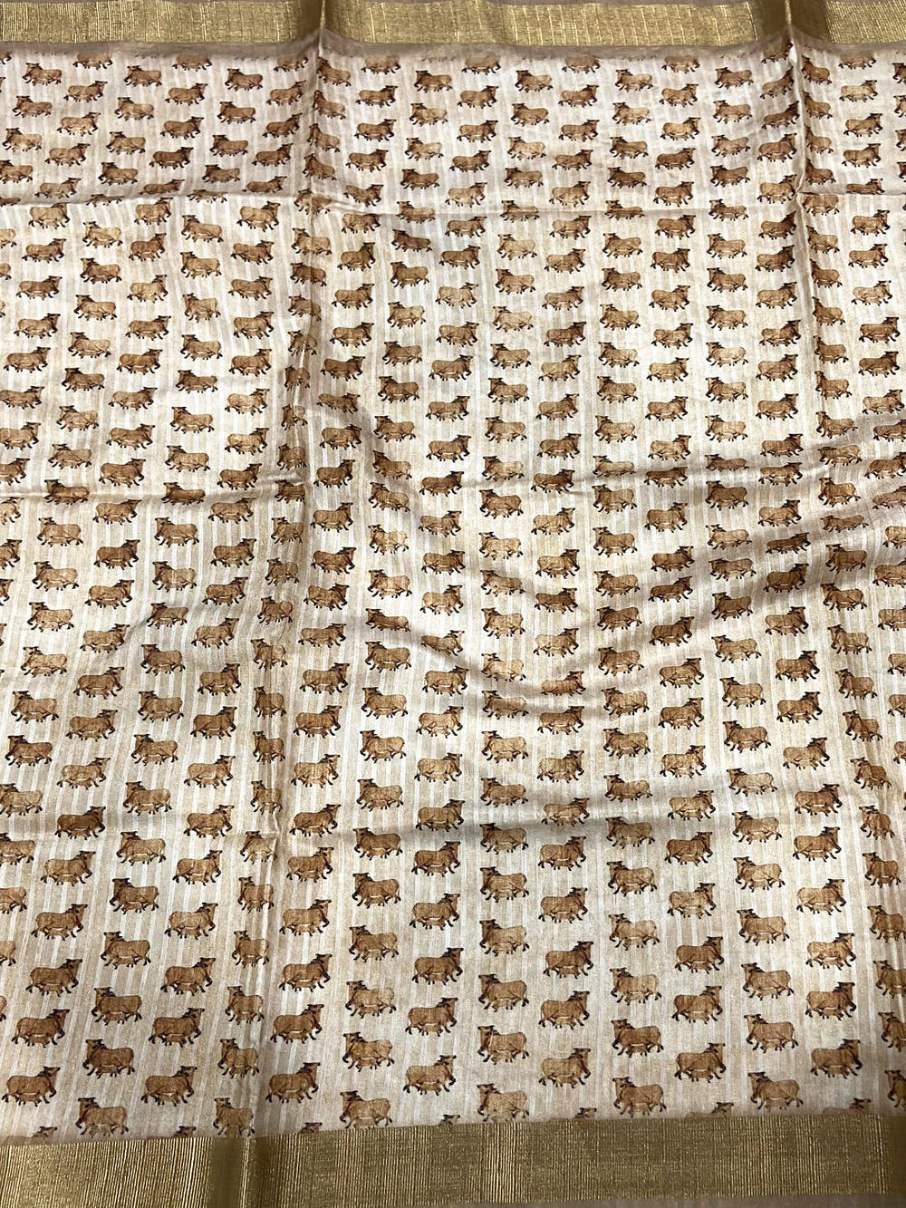 Beige Soft Silk Tissue Floral Print Saree
