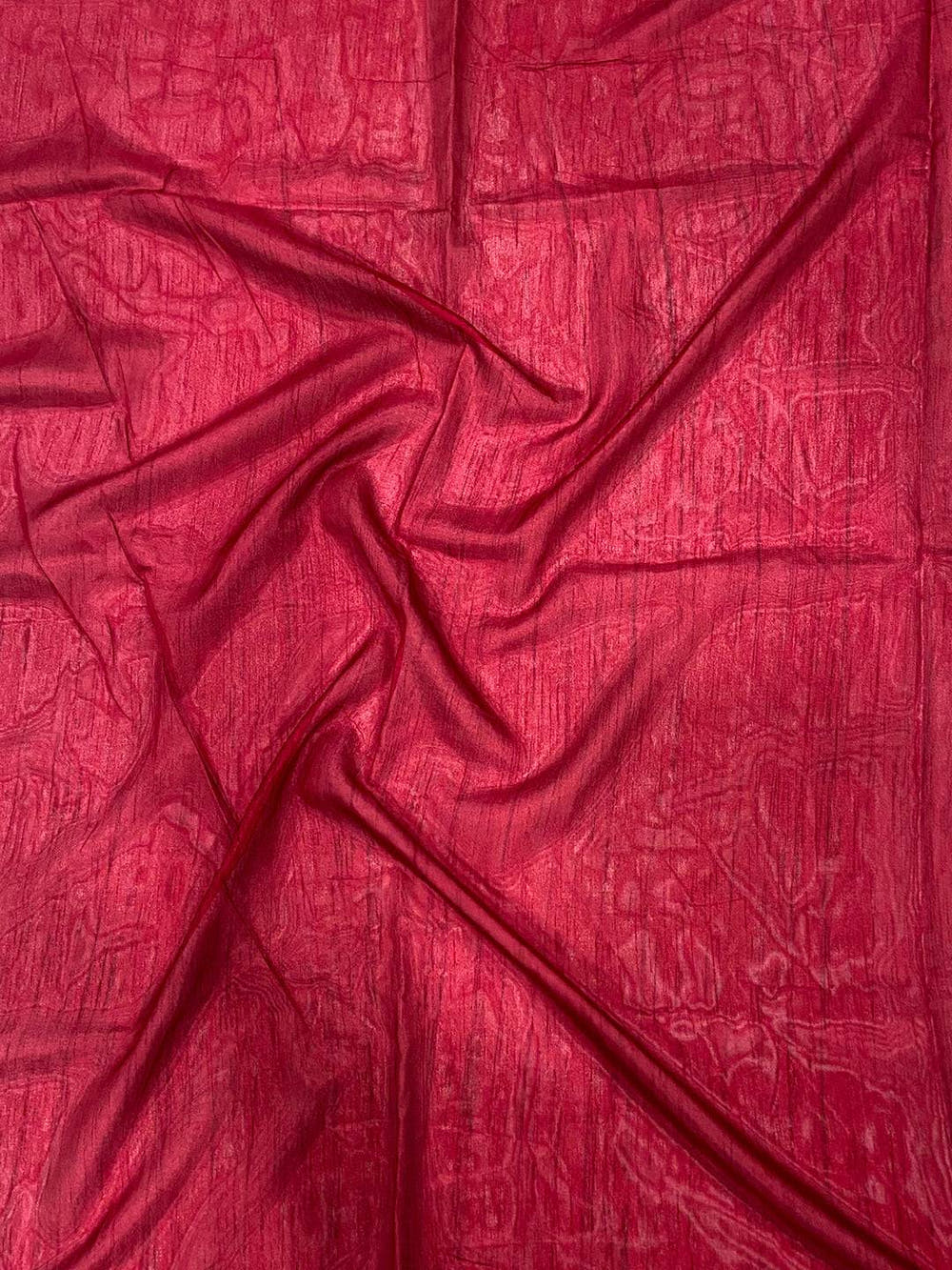 Red Dola Silk Pen Kalamkari Print Saree