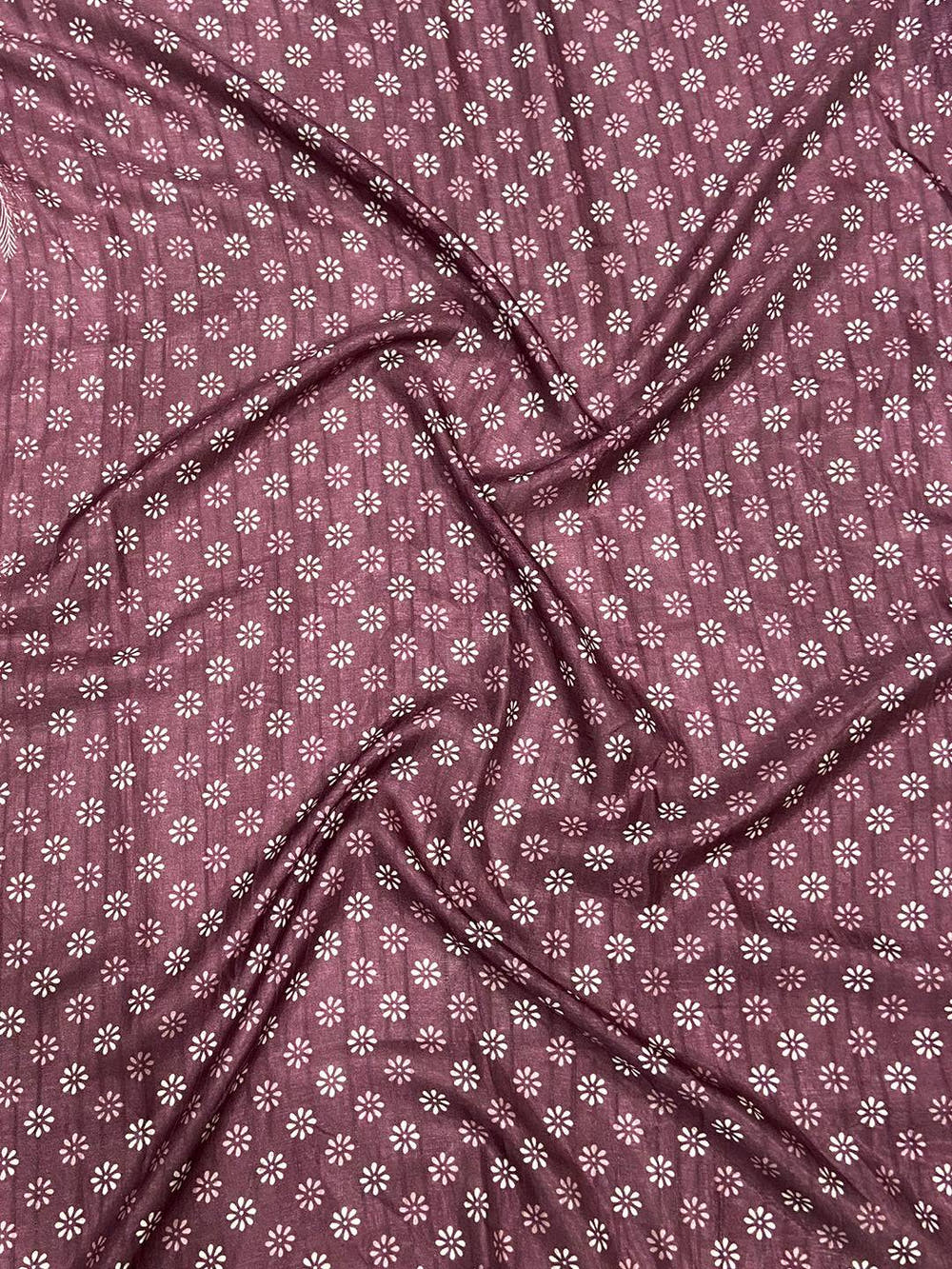 Dark Wine Leaf Print Ghicha Handloom Saree
