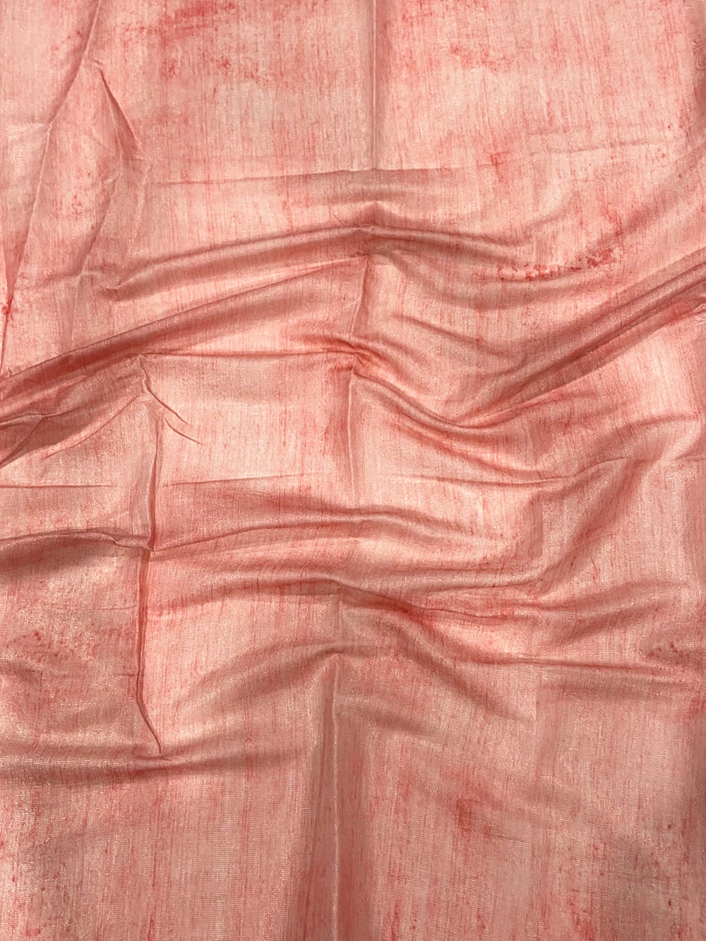 Blush Pink Tissue Floral Leaf Print Saree
