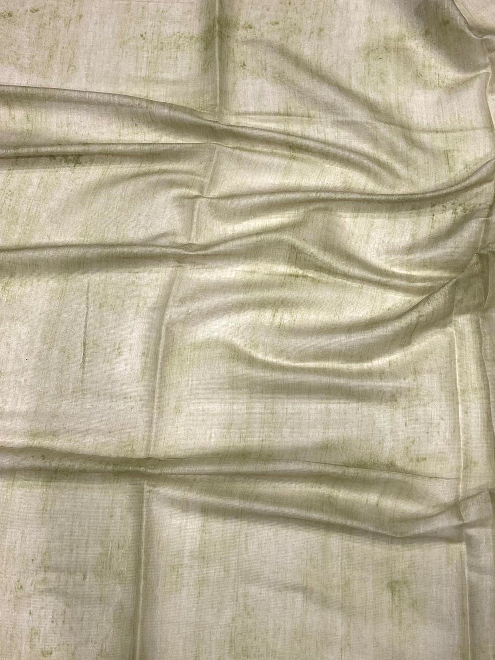 Mint Green Tissue Floral Leaf Print Saree