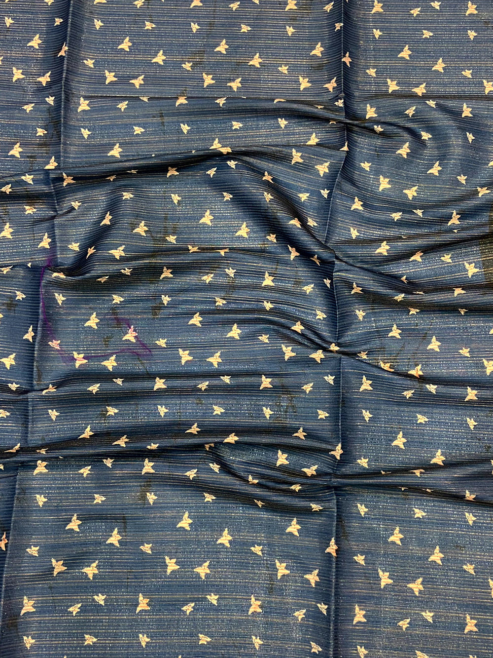 Deep Teal Monochromatic Botanical Print Saree