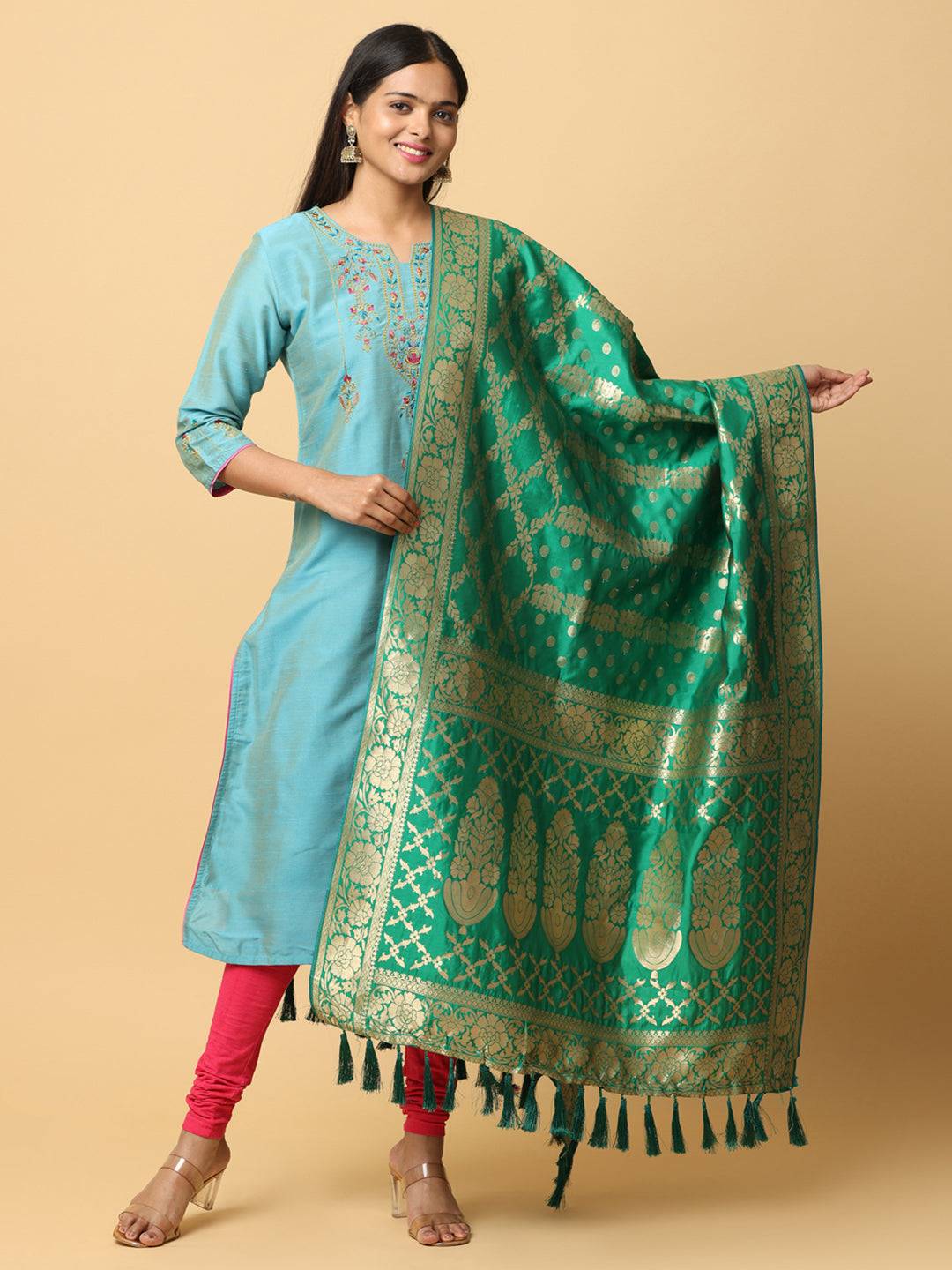 Beautiful Silk Blend Woven Design Dupatta