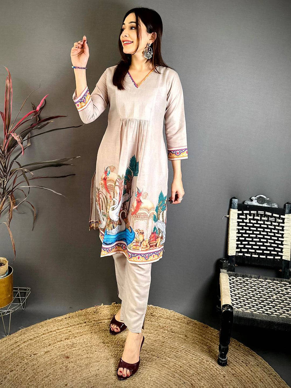 Artistic Miniature Print Mul Cotton Kurti
