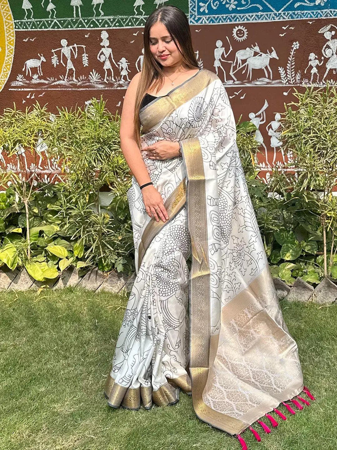 Stunning Kalamkari and Block Print Work Saree