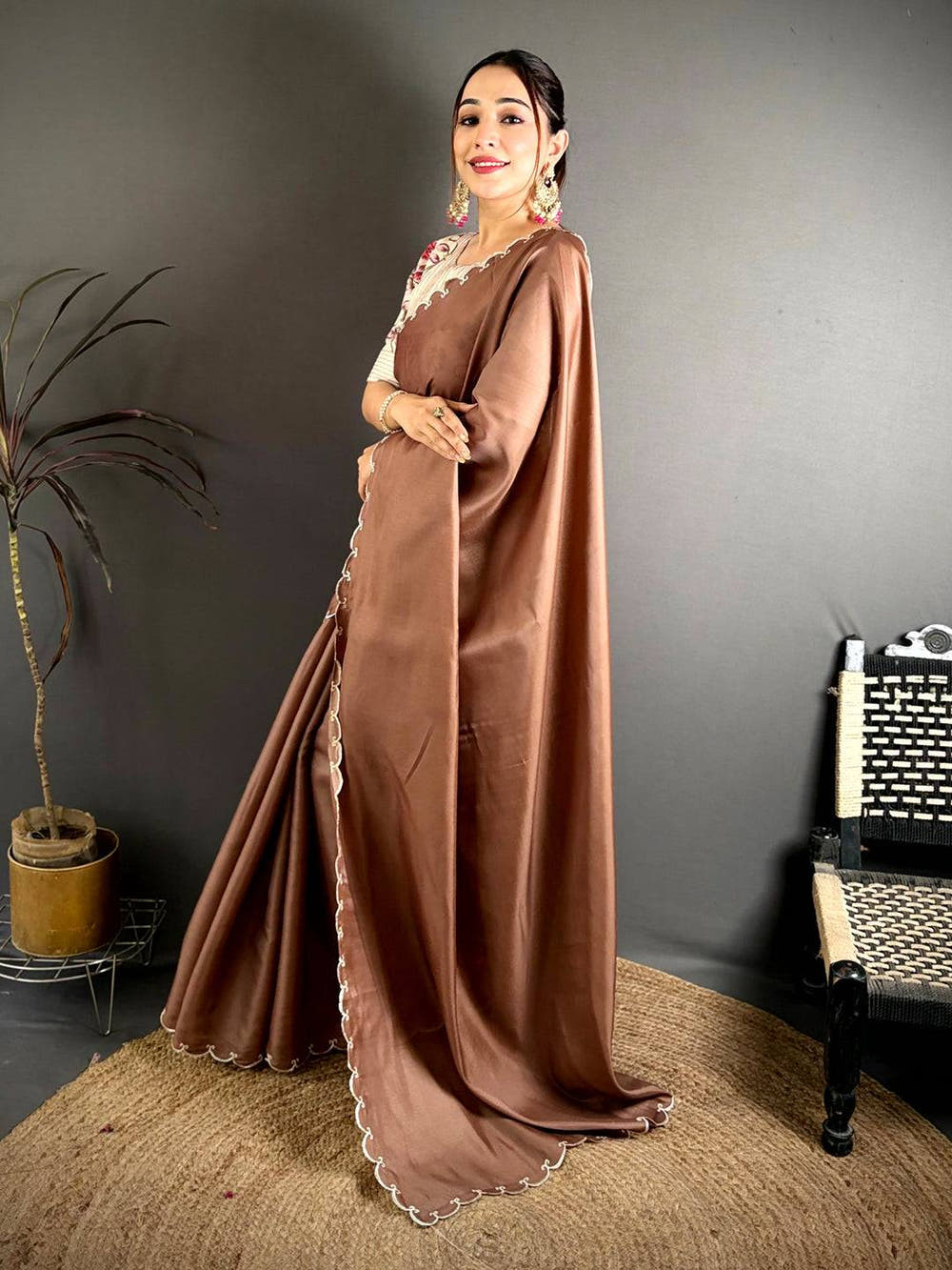 Elegant Semi Silk Resham Cutwork Saree