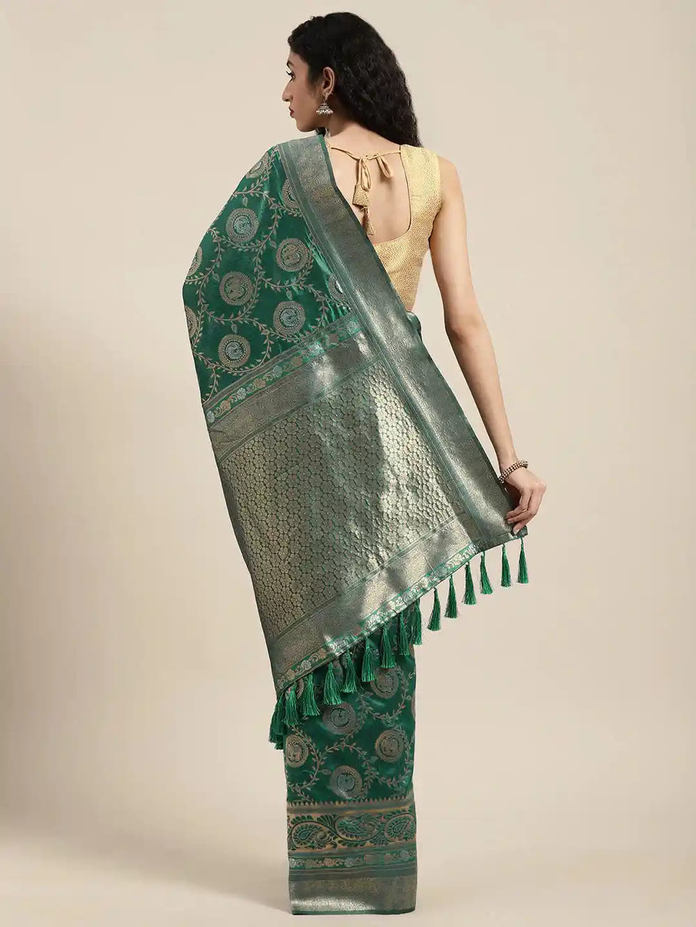 Banarasi Green Colour Woven Design Silk Saree