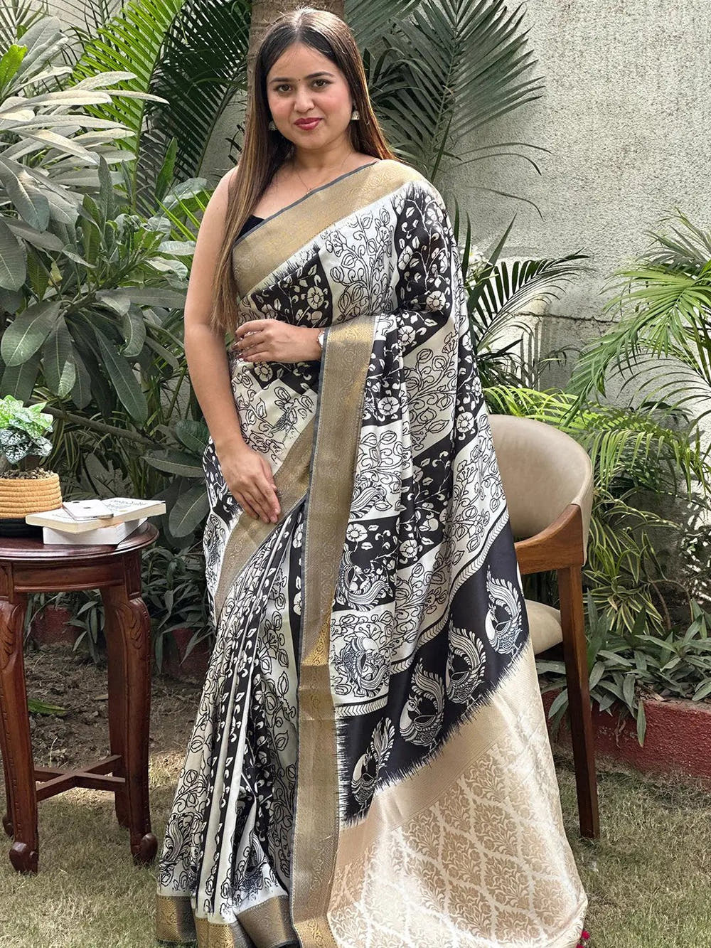 Stunning Kalamkari and Block Print Work Saree