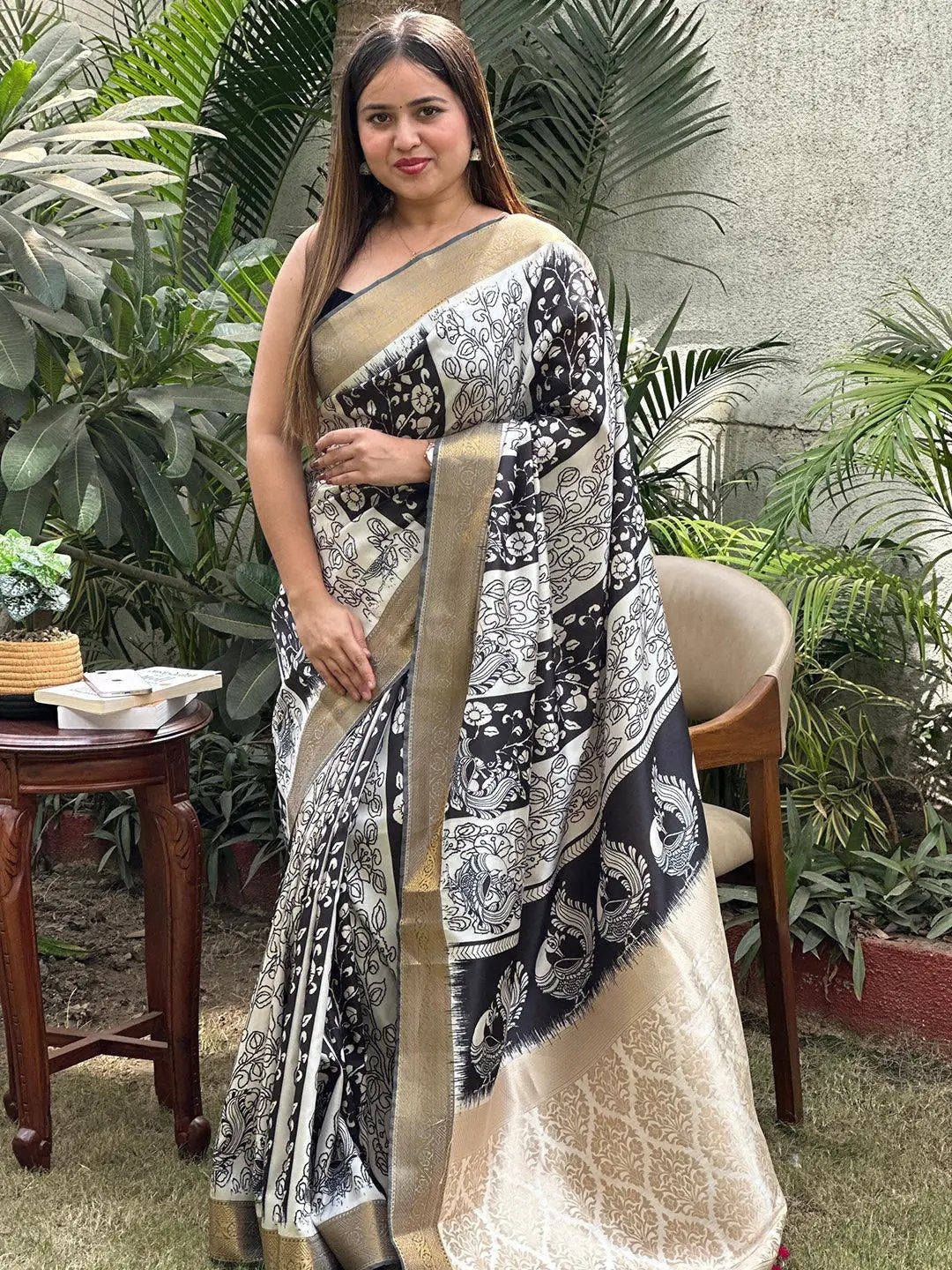 Stunning Kalamkari and Block Print Work Saree