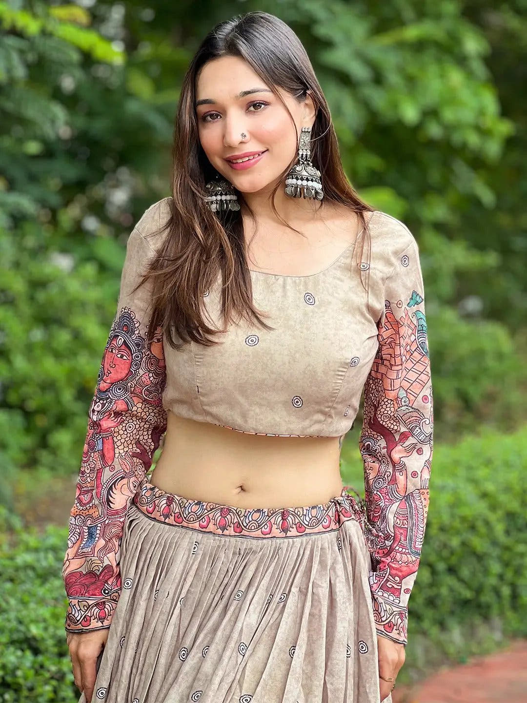 Royal Beige Kalamkari Lehenga Set
