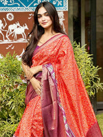Soft Silk Bandhej Digital Printed Saree