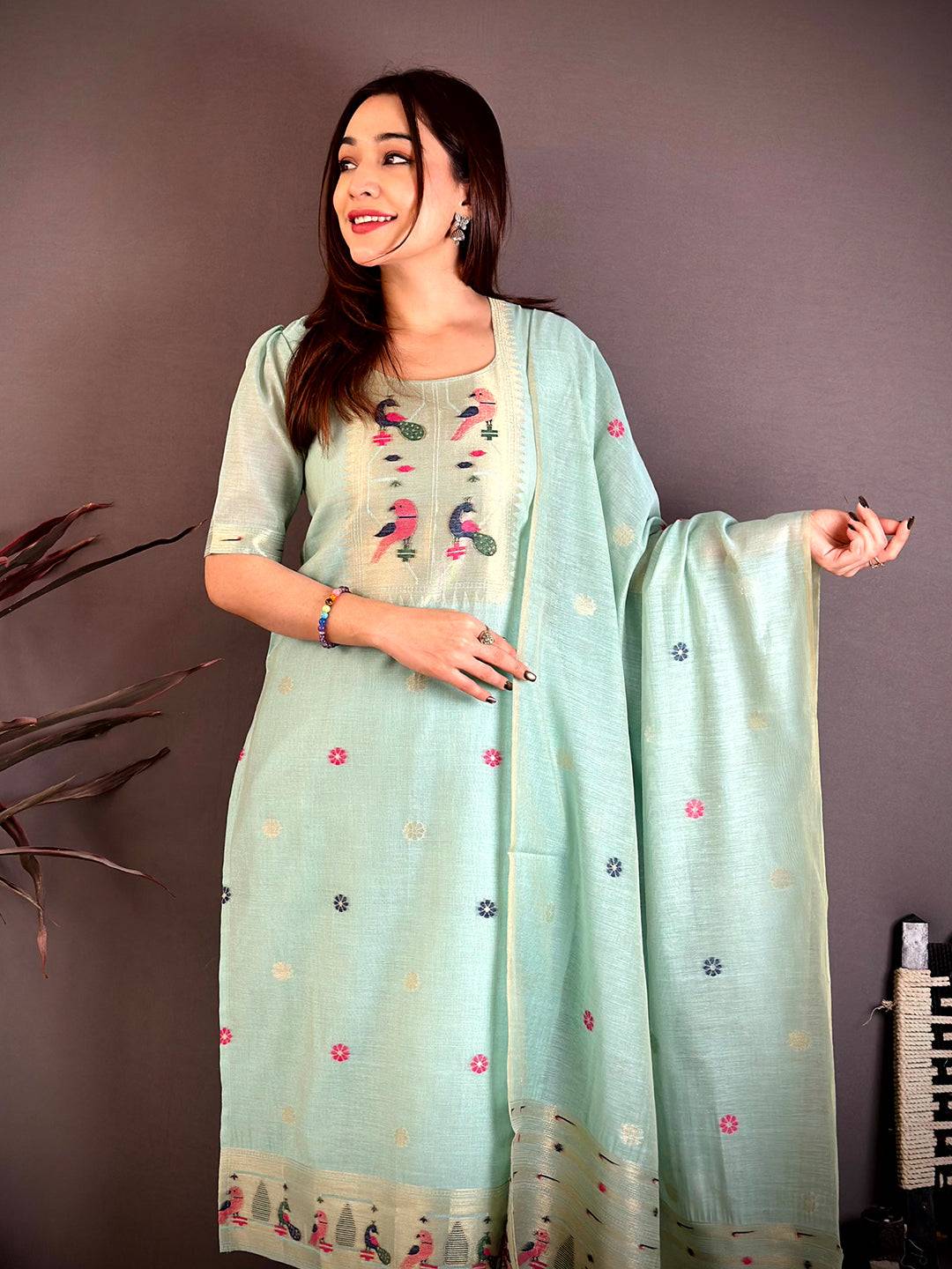 Royal  Aqua  Mul  Cotton  Dress