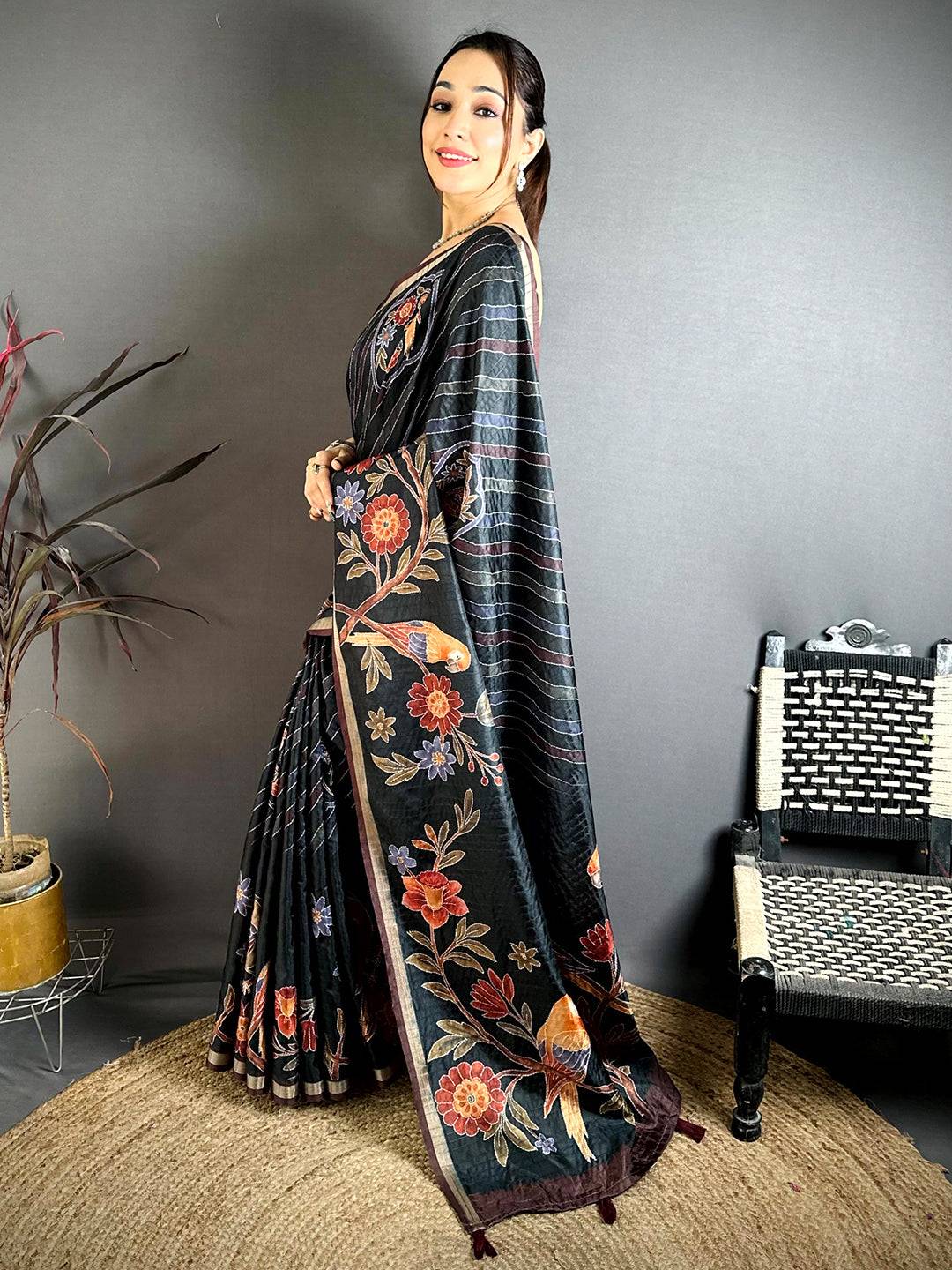 Majestic Tussar Digital Katha Saree