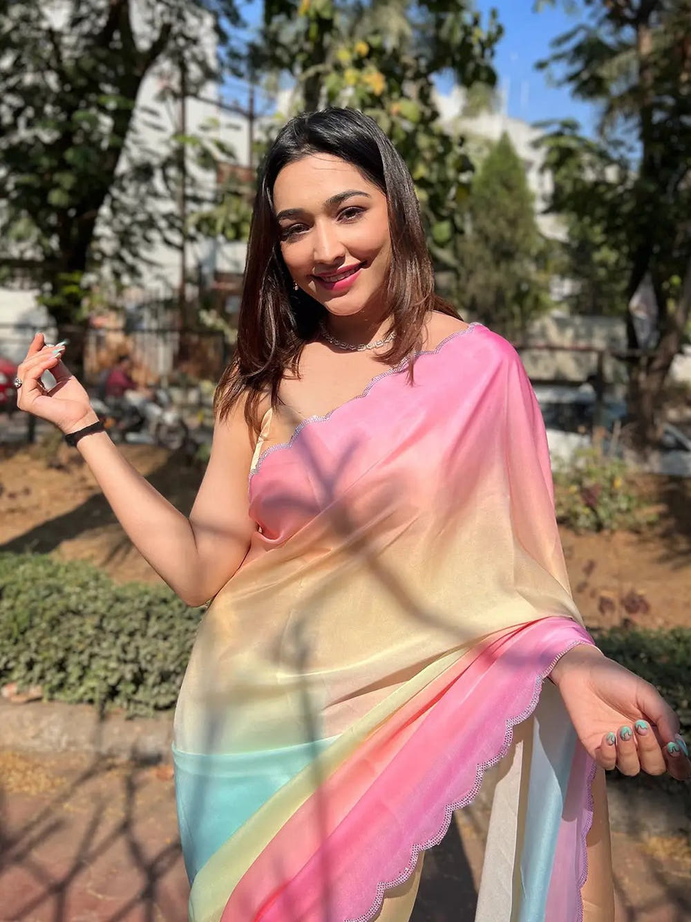 Multi Satin Georgette Saree