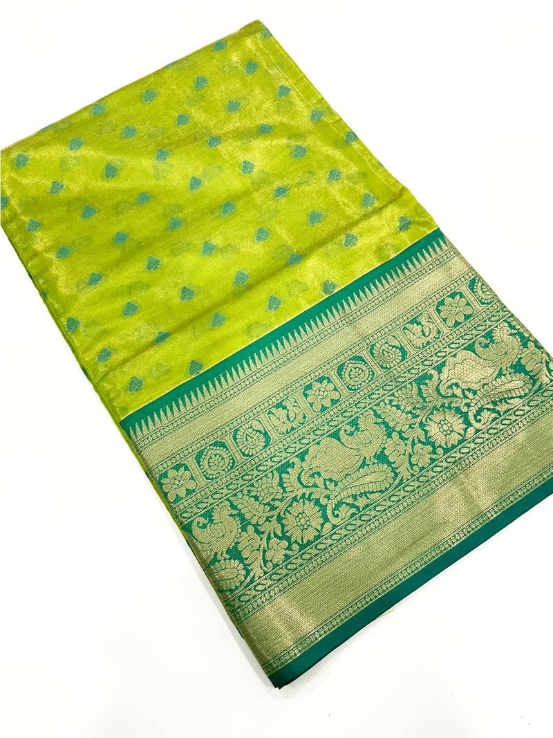 Radiant Green Kanjivaram Zari Tissue Saree