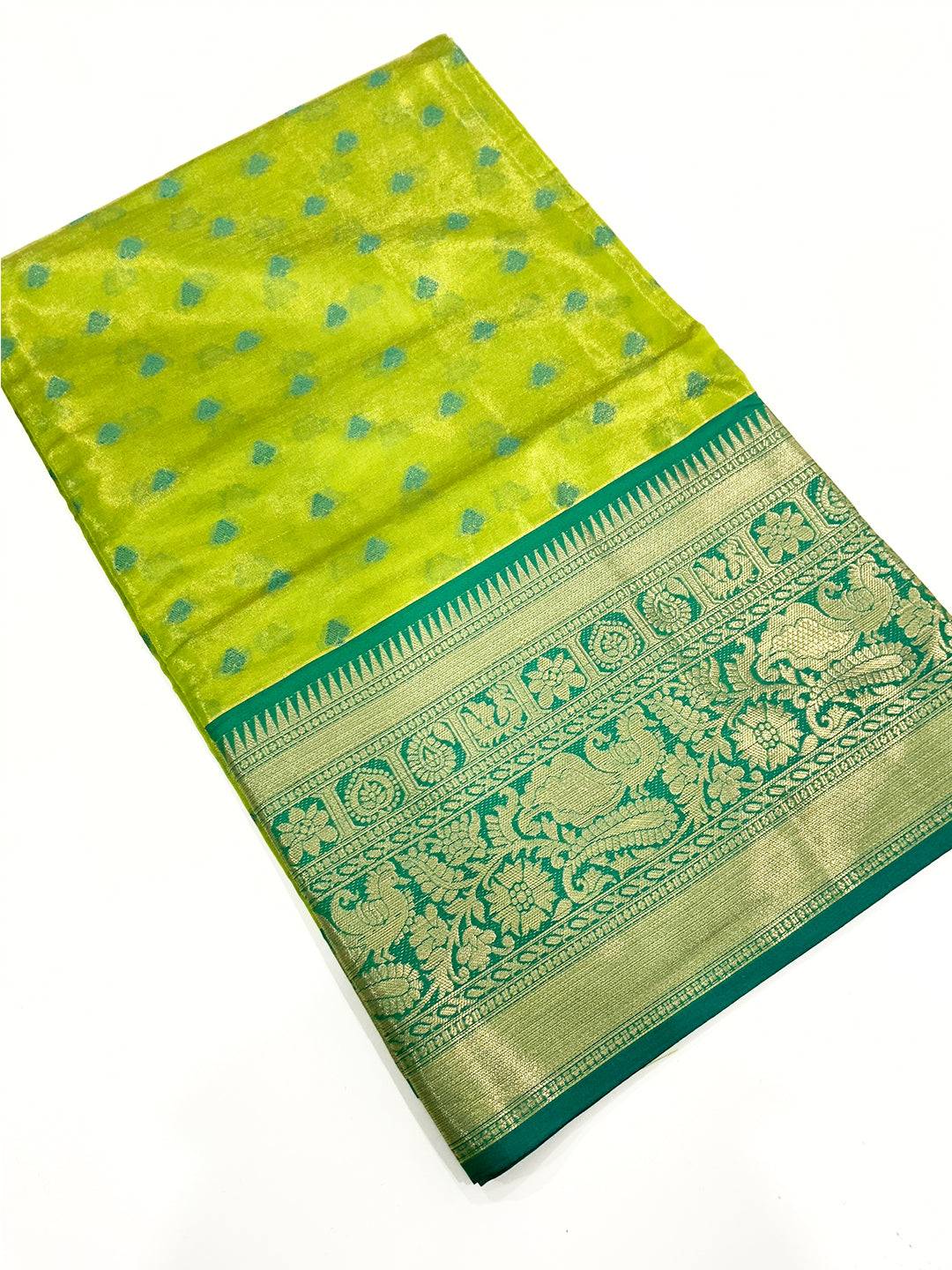 Radiant Green Kanjivaram Zari Tissue Saree