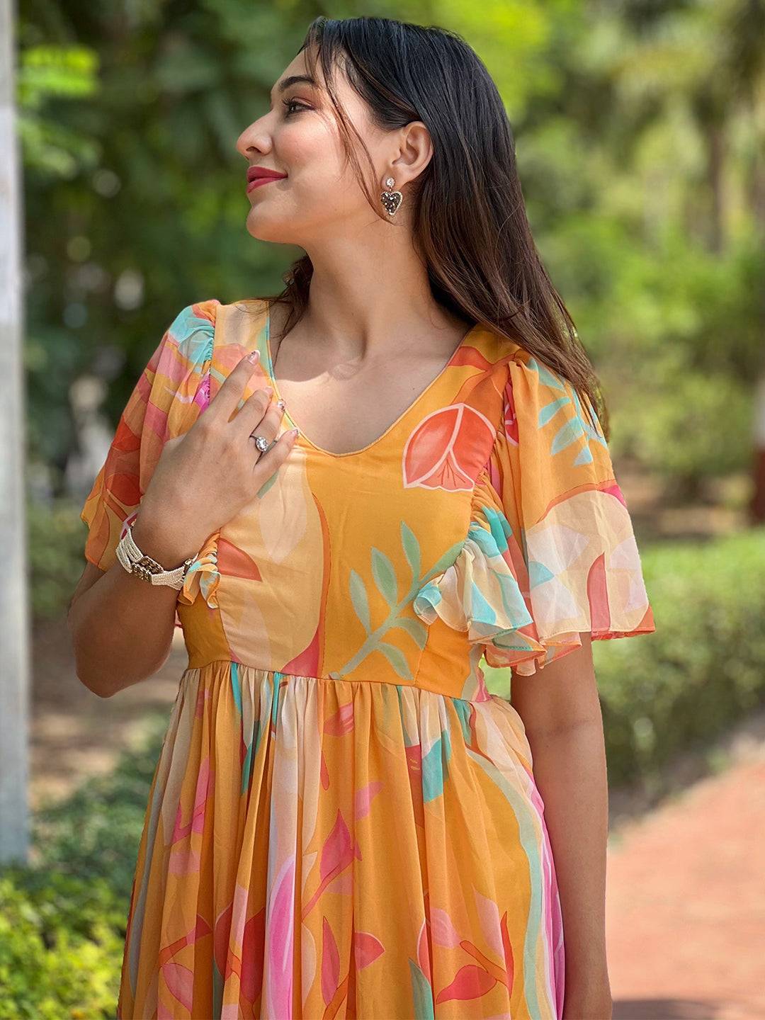 Carnival Yellow V-Neck Dress