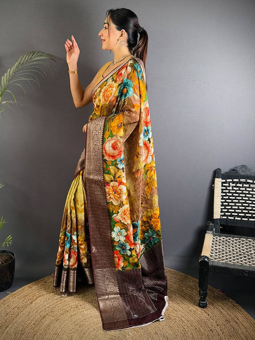 MultiColor Floral Aura Saree Online Vastranand