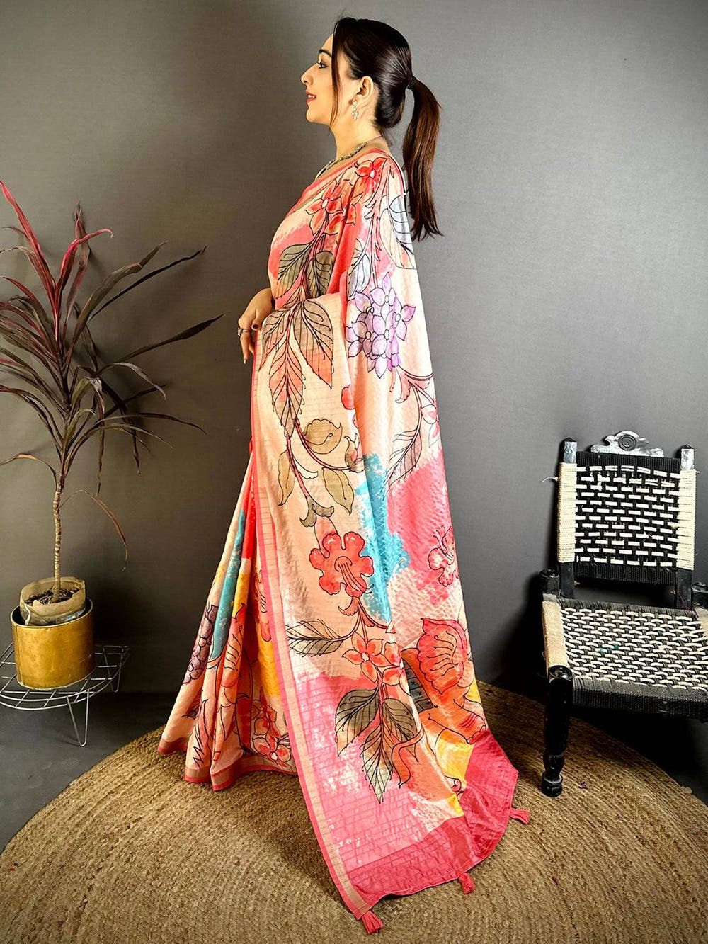 Radiant Tussar Ghicha Printed Saree