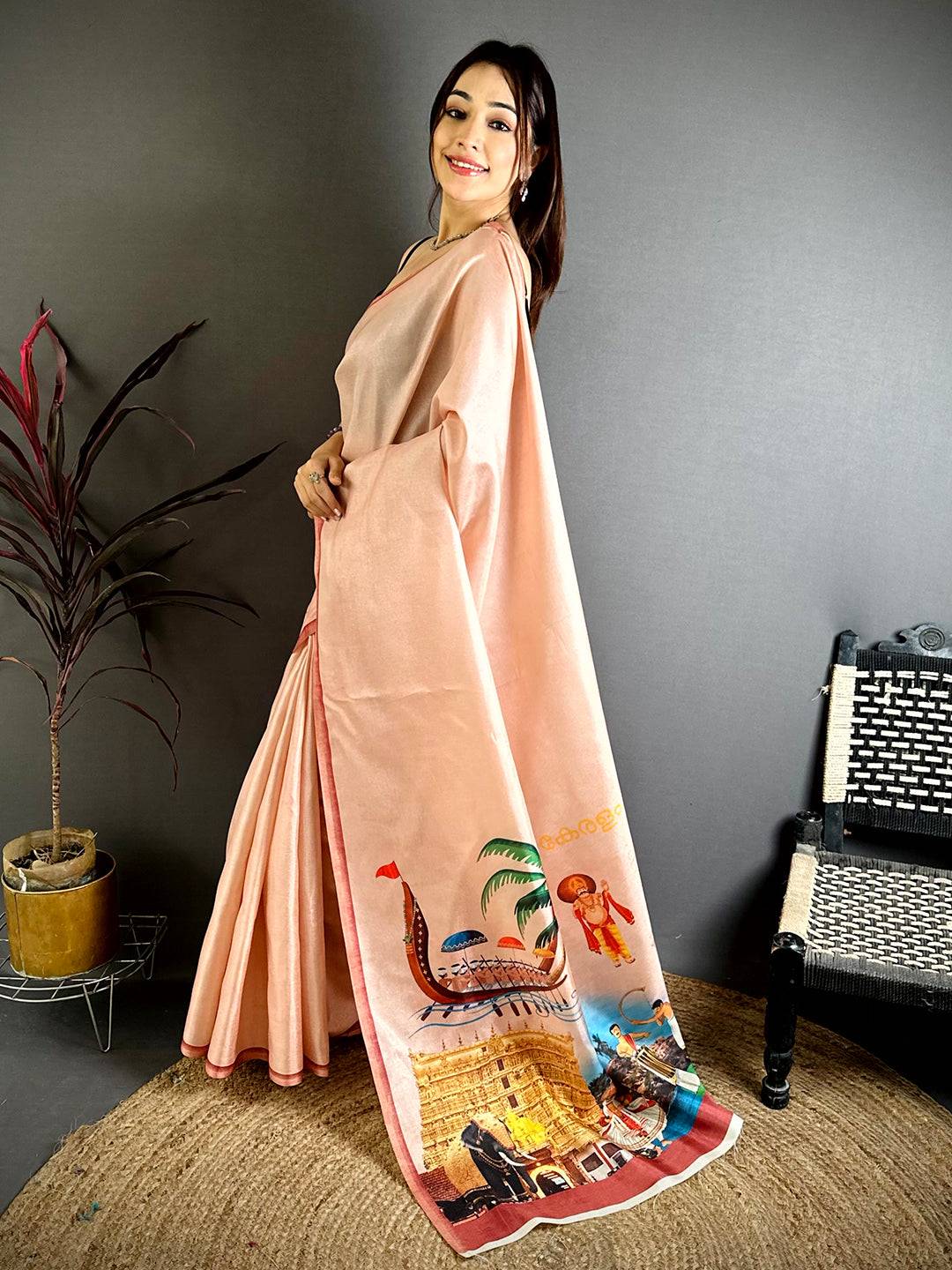 Royal Kerala Print Tussar Saree