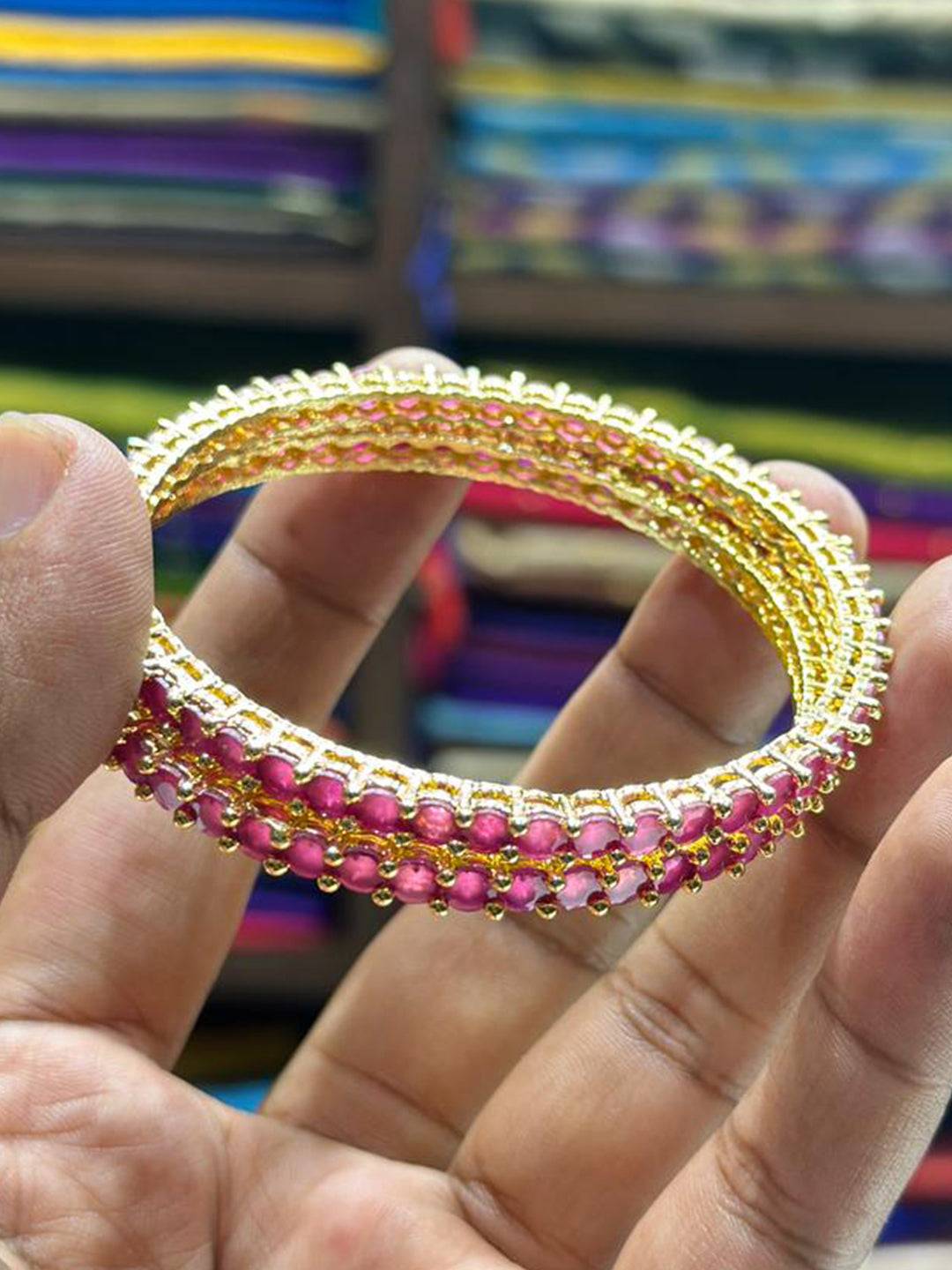 Classic  Ruby  Line  Gold  Bangle