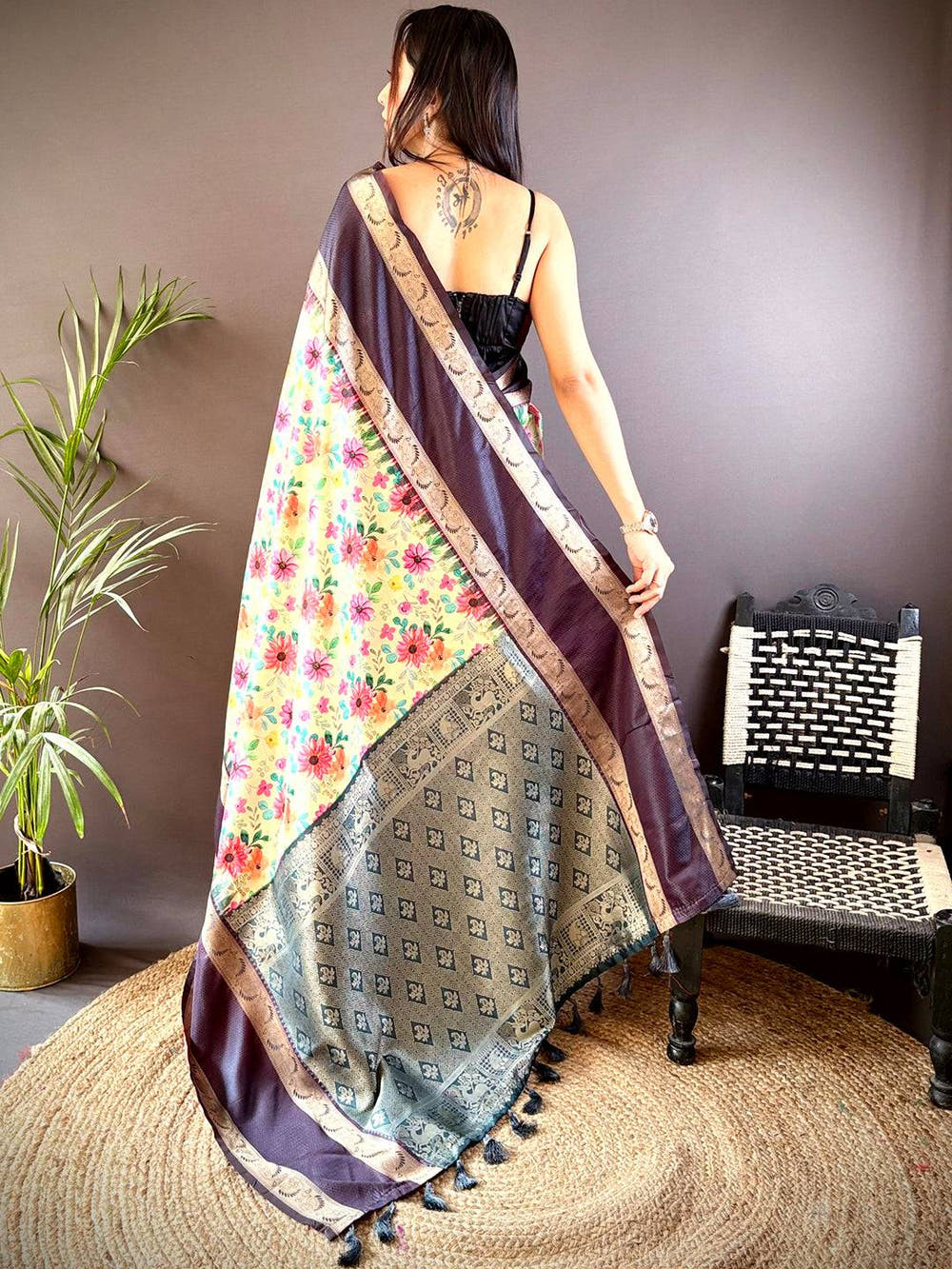 Majestic Navy Blue Banarasi Soft Silk Saree