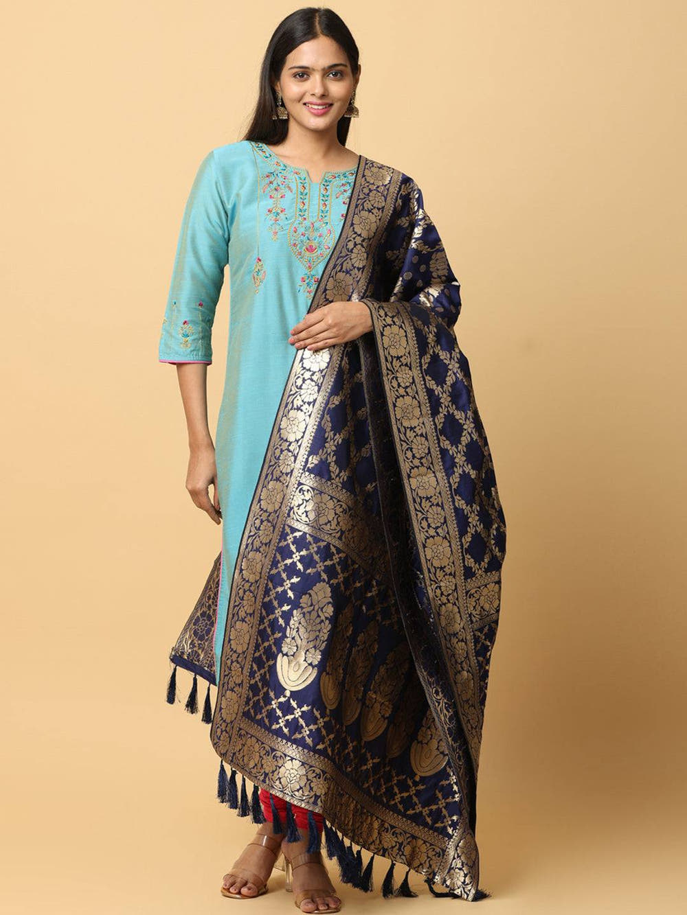 Trendy Silk Blend Woven Design Dupatta