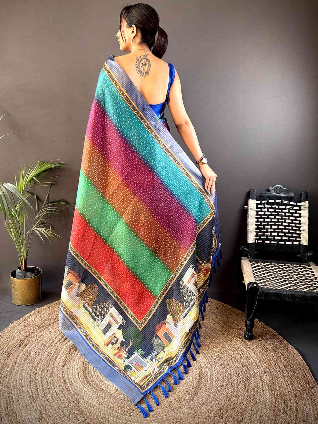 Heritage Silk Blend Bandhani Print Saree