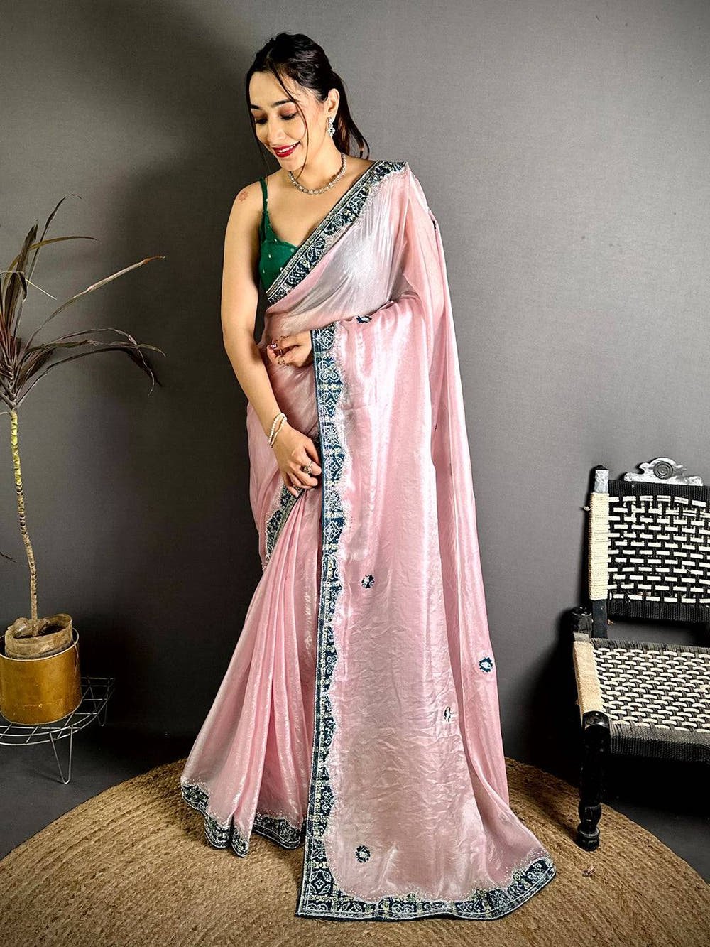 Royal Bandhej Border Chinnon Silk Saree