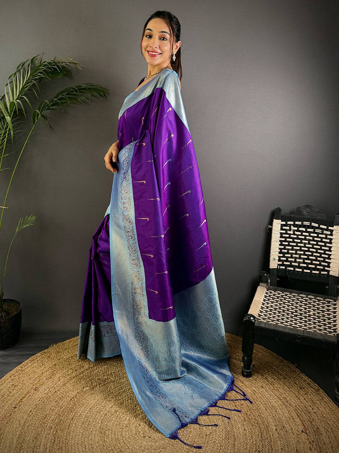 Purple Gold Zari Soft Silk Paithani Saree