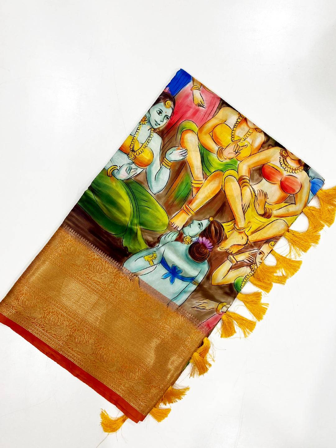Kerala Mural Figure Kalamkari Saree