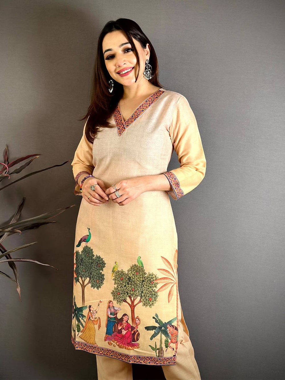 Elegant  Mughal  V  Neck  Kurti